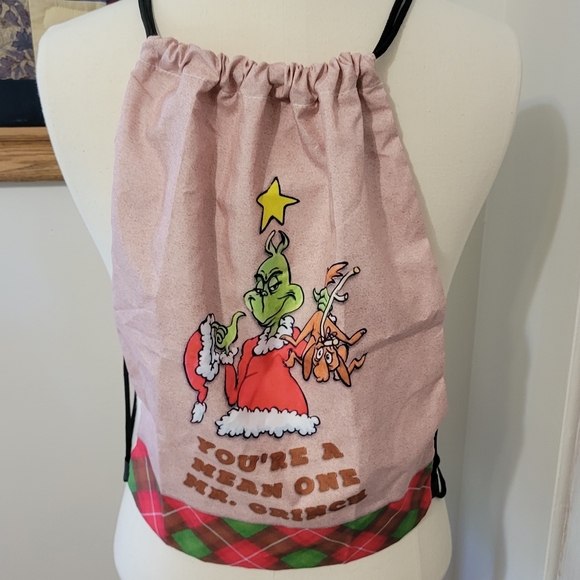 Grinch Cinch Drawstring Bag Backpack Christmas 💚 C4 - Picture 6 of 6